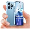 BLKE Max Mini smartphone 4G, telefono mini sbloccato 4+64 GB con schermo HD da 3,88 pollici, batteria da 2000 mAh, fotocamera da 5 MP, doppia SIM, corpo ultrasottile per telefono per bambini Blu