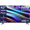 TuTu Smart TV 43 pollici Televisori 4K UHD HDR HLG Android TV APP Store Triplo Tuner WiFi Bluetooth HDMI USB (TUS43UQ1A, 2024)