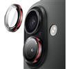JETech Pellicola Fotocamera per iPhone 16 6,1 Pollici e iPhone 16 Plus 6,7 Pollici, 9H Vetro Temperato Cover Anello Individuale in Metallo, Bicolore, HD Chiaro, 1 Set (Nero+Rosso)