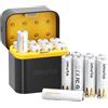 imuto Batteria AA ricaricabili da 1,5 V, 3600 mWh, Pile Ricaricabili AA Litio 1600 Cicli Con Display a LED Nero ricarica rapida, 16 pezzi