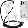 Yoedge Magnetica Cover con Cordino per iPhone 17 Pro max 6,9 Compatibile con MagSafe, Custodia con Corda Collana Tracolla Laccio, Trasparente TPU Silicone Antiurto Case con Aesthetic Disegni Fiori,02