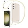 Coalbooliy Cover per Samsung Galaxy S23 Ultra 5G 6,8 con Cordino per Cellulare, Custodia Silicone con Collana Sottile Morbida Case Protezione della fotocamera Antiurto con Necklace, Bianco