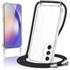 Micnkifo Cover con Cordino per Samsung Galaxy A54, Trasparente Silicone Sottile Morbido Custodia con Regolabile Collana Laccio Tracolla, Antigraffio Antiurto Proteggere Case con Corda, Nero