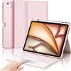 IVEOPPE Tastiera per iPad Air 13 M4 2026/M3 2025/M2 2024/iPad Pro 12.9 3-6 Gen | Cover Keyboard Touchpad 7 Colori Illuminato Staccabile, Italiano QWERTY, Custodia Tastiera Bluetooth con Portapenna, Rosa