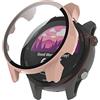 SeNool Custodia Compatibile con Garmin Forerunner 255S, PC Cover Rigida con Vetro Temperato Protezione di Schermo, [Durezza 9H] Case per Garmin Forerunner 255s - Rosa