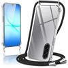 Micnkifo Cover con Cordino per Samsung Galaxy A17, Trasparente Silicone Sottile Morbido Custodia con Regolabile Collana Laccio Tracolla, Antigraffio Antiurto Proteggere Case con Corda, Nero