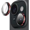 JETech Pellicola Fotocamera per iPhone 15 6,1 Pollici e iPhone 15 Plus 6,7 Pollici, 9H Vetro Temperato Cover Anello Individuale in Metallo, Bicolore, HD Chiaro, 1 Set (Nero+Rosso)