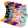 PUTUO Calzini da donna con dita a cinque dita, calzini da corsa, mini equipaggio, calzini sportivi in cotone, 4/5 paia, Cane-5 paia, 4-9