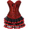 KUOSE Moulin Rouge - Corsetto gotico, taglie S-6XL, nero/rosso, L