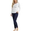 alber's - Set Pigiama Cotone Donna con Maglia a Maniche Lunghe e Pantalone Lungo Coordinato | Motivo Fantasia 1 | Taglia M