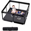 dearlomum Box per bambini con tappetino morbido, extra large, area giochi sicura per interni ed esterni, con base antiscivolo, facile da montare e riporre, senza BPA, (130 x 130 x 66 cm, nero)