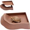 VOSSOT Piscina per Tartarughe di Terra 27,4×19,8cm - Accessori terrario per rettili - Ciotola per Acqua e Cibo con Rampe Antiscivolo, Resistente e Facile da Pulire