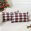 JOTOM Set di 2 Fodere per Cuscini Buffalo Controllo Plaid Copri Cuscino per Casa Divano Auto Plaid natalizi Tartan Federe Decorative 30 x 50 cm (Rosso Bianco)