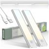 Brendz Luce Armadio LED con Sensore di Movimento, 2 x 20 cm, 3 Temperature di Colore, Dimmerabile, Magnetica Ricaricabile Luce Led, Luce Notturna, Lampada per Armadio, Argento