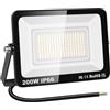 YOJZMA Faro LED da esterno, 200W 20000LM Luce di Sicurezza, bianco caldo | Senza Spina, 3000K, IP66 impermeabili, Faretti LED, Proiettore per giardino garage cortile campo sportivo patio portico