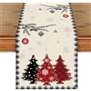 Frigg Natalizio Runner Elegante Rosso 230x33cm, Biancheria Decorazioni Natalizie Per La Casa, Sottopiatti Natalizi Fiocchi Di Neve Di Pino Stampato Su Sfondo Bianco, Centrotavola Natalizio Addobbi Nataliz