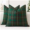 JOTOM Set di 2 Tartan Scozzese Federe per Cuscini 40x40cm Copricuscini Di Natale Agriturismo Plaid Decorativo Cuscini Divano Arredamento per la Casa per Divano Soggiorno Letto (Verde Nero)