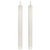 MIJOMA Candela a LED in vera cera con fiamma realistica, timer e funzionamento a batteria, candela LED per interni con luce bianca calda, aspetto naturale (crema, superficie liscia, diametro 2 cm x 24