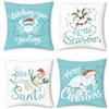 Bonhause Federe per Cuscini Natale Costiero 45 x 45 cm Copricuscini Decorativi Tartaruga Marina Granchio Stella Marina Blu Federa per Cuscino Divano Letto Casa Decorazione Set di 4