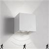 Voltix 2 Pezzi Applique da Parete Esterno/Interno con Sensore di Movimento e Crepuscolare LED IP65 Impermeabile Quadrata Angolo del Fascio Regolabile 6W 6500K (Luce Fredda/6500K, Bianco)
