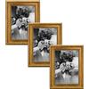 CABBEL Cornice portafoto A4 21x30 cm oro - Set da 3 - Cornice barocca in stile antico con vetro acrilico infrangibile - per foto, poster, certificati - elegante e decorativa