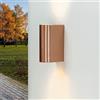 Licht-Erlebnisse Up Down light outdoor, applique GU10, lampada da esterno, in rame, IP44, L:6,8 cm, giardino, ingresso, terrazza, balcone, applique da esterno, lampada da esterno rotonda