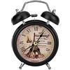 Garosa Mini Sveglia da Tavolo in Metallo Ultra Silenziosa, Orologio al Quarzo Retrò per Camera da Letto e Scrivania, Sveglia Classica Silenziosa da Viaggio - Nero