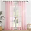 PONY DANCE Tende Salotto Moderne 2 Pezzi 140x245 CM Tende per Interni Moderne con Effetto Lino Voile Curtains Trasparenti Camera da Letto con Anelli, Rosa Chiaro