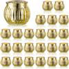 NUPTIO Portacandele in Vetro Oro - 24 Pezzi Piccola Zucca Natale Mercurio Tea Light Holders Set Costola Candele Votive Festa di Nozze Soggiorno Tavolo Centrotavola Ornamento Halloween