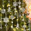 Lanpn 22 Pezzi Natale Decorazione Cristallo Decorazioni Albero di Natale, Acrilico Fiocco di Neve Ghiacciolo Con Fili da Appendere Pendenti Ornamenti, Natalizia Inverno Festa Ciondoli Addobbi (Bianco)