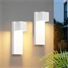 K-Bright LED applique da esterno 16W, 2 pezzi lampada da esterno 3000K bianco caldo IP65 impermeabile | applique in Acciaio Inossidabile per interni/esterni, balcone, giardino| Bianco