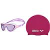 ARENA The One Mask Junior Occhialini Nuoto Anti-Appannamento per Bambini, Maschera Piscina con Grandi Lenti, Protezione UV& Classic Silicone Jr, Cuffia per Bimbi Unisex Bambini, Rosa, Taglia Unica
