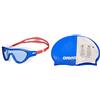 ARENA The One Mask Junior Occhialini Nuoto Anti-Appannamento per Bambini, Maschera Piscina con Grandi Lenti, Protezione UV & Classic Silicone Jr, Cuffia per Bimbi Unisex Bambini, Blu