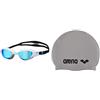 ARENA The One Mirror, Occhiali Unisex Adulto, Blu (Blue White Black), Taglia Unica Classic Silicone, Cuffia Unisex Adulto, Grigio (Silver/Black), Taglia Unica
