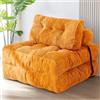 MAXYOYO Divano letto pieghevole convertibile con seggiolone e cuscini, materasso con supporto lombare, sedia-letto portatile comodo divano a terra per soggiorno e camera da letto, Arancione
