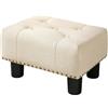 LUE BONA Pouf Poggiapiedi - Poggiapiedi Divano per Soggiorno, Camera Da Letto e Dormitorio - Sgabello Basso, Moderno, Lino, Beige