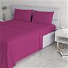 Italian Bed Linen Set Lenzuola Elegant, lavorato in Italia - Completo Letto, Lenzuolo Sotto con Angoli, Telo Sopra 240x270cm e Federe con Patella Interna, Fucsia, Matrimoniale