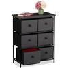 Relaxdays Cassettiera Camera da Letto, Comò con 6 Cassetti in Tessuto, HLP: 73x60x32 cm, Struttura Acciaio, Grigio Nero, 30% Fibra di Legno