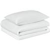 Amazon Basics Set Copripiumino Singolo in Cotone Organico, 2 Pezzi, Copripiumino da 135 x 200 cm e 2 Federe da 50 x 80 cm, Bianco