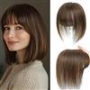 SARO-UP Topper per capelli radi, da donna, con veri capelli umani e frange, con base svizzera sparsa, 25 cm (4#)
