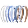 COMNICO Set di 7 fasce per capelli alla moda da donna, antiscivolo, in tessuto scintillante, in vari colori, accessori per capelli per donne, ragazze e bambini (blu)