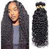 Weeybay Water Wave Human Hair Bundles Capelli Veri Tessitura #1B Black Color Capelli Naturali Umani Donna Human Hair Extensions Double Weft Weave 50g/Piece 30 32 34 Inch
