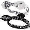 Sibba 2 fasce elastiche da donna per capelli boho con stampa anni '90, accessori bianchi e neri