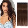 TESS Extension Capelli Veri Clip Castano 40 cm, Extension Clip Capelli Veri Fascia Unica 5 Clips Extension Capelli Clip 45 g #4 Marrone Extension Capelli