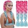 TESS 60 cm Extension per Treccine Africane Glitter+Rosa Brillante/Azzurro, Extension Capelli Treccine 1 pcs Pezzi Jumbo Treccia (100g/Pezzi) Capelli Finti per Treccine