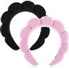YUXIANLB Set Di 2 Fasce Per Capelli Da Donna In Spugna Per Lavare Il Viso O Il Viso Per La Cura Della Pelle Per Il Trucco In Spugna Accessorio Per Capelli Da Doccia (Rosa Nero)