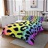 Loussiesd Coperta leopardata Ragazzi Pelle Animale Pelliccia Trapuntato Copriletto per Bambini Ragazze 3D Leopard Ghepardo Multicolor Quilt Set Chic Animali Selvatici Biancheria Da Letto 2 170X230cm