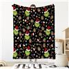 JClorix Grinch Plaid Natale in Pile - Coperta Soffice e Morbida in Flanella, Grande Plaid Caldo per Divano e Letto, Decorazione Natalizia e Regalo Invernale