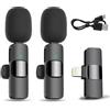 Alles Gute Microfono Wireless iPhone (Lightning) Mini Microfono Lavalier Doppio Microphone per YouTube/Live Stream/Vlog/Intervista/Videoregistrazione/Podcast, con Costruito in Chip di Riduzione del Rumore