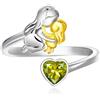 Qings Agosto Peridoto Anello Pietra di Nascita con Design Madre Figlia in Argento Sterling 925 Anello Mama e Figlia con Cuore Zircone per Mamma Nonna Moglie Donne